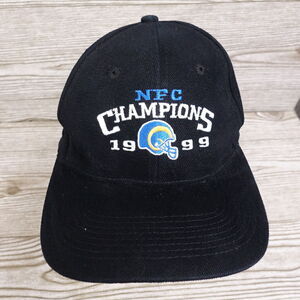 VINTAGE ST‎ LOUIS RAMS NFC CHAMPIONS 1999 90s FOOTBALL HAT CAP BLACK